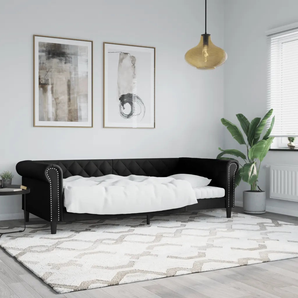 Letto da Giorno Nero 90x190 cm in Similpelle 354234