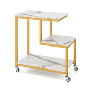 Tavolino laterale a forma di G 59 x 30 x 61 cm spazio di archiviazione a 3 livelli design moderno legno ingegnerizzato bianco 20_0013869
