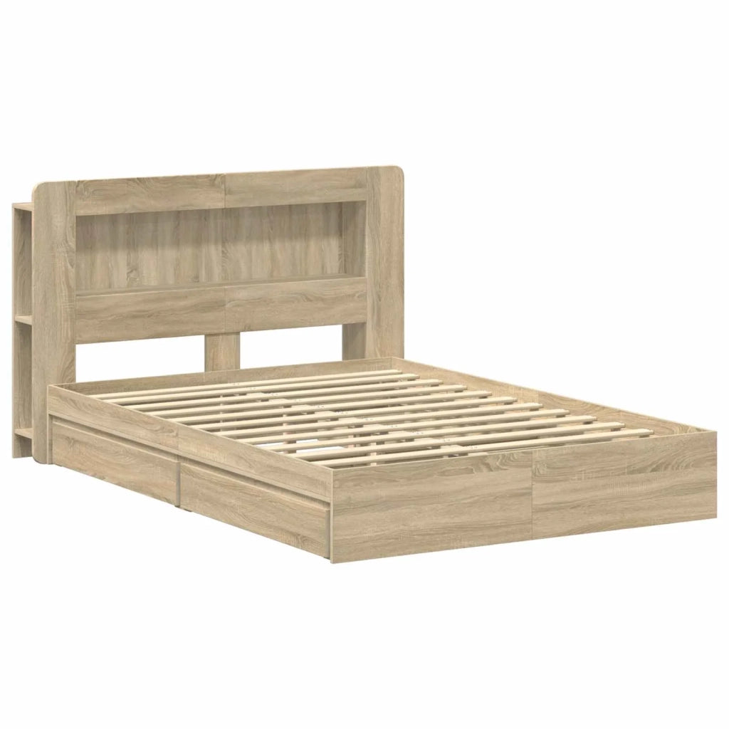 Telaio del letto con storage Rovere Sonoma 150 x 200 cm