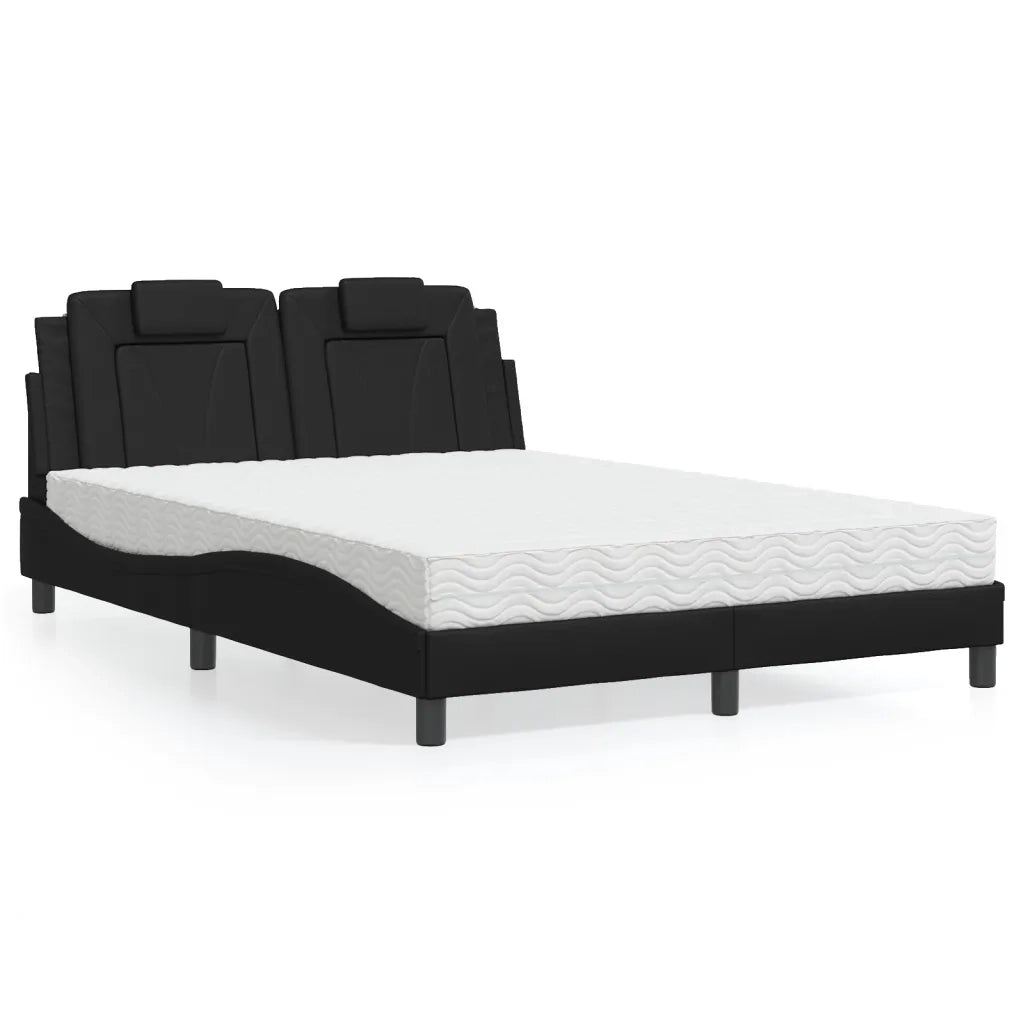 Letto Viana con Materasso Nero 140x200 cm in Similpelle