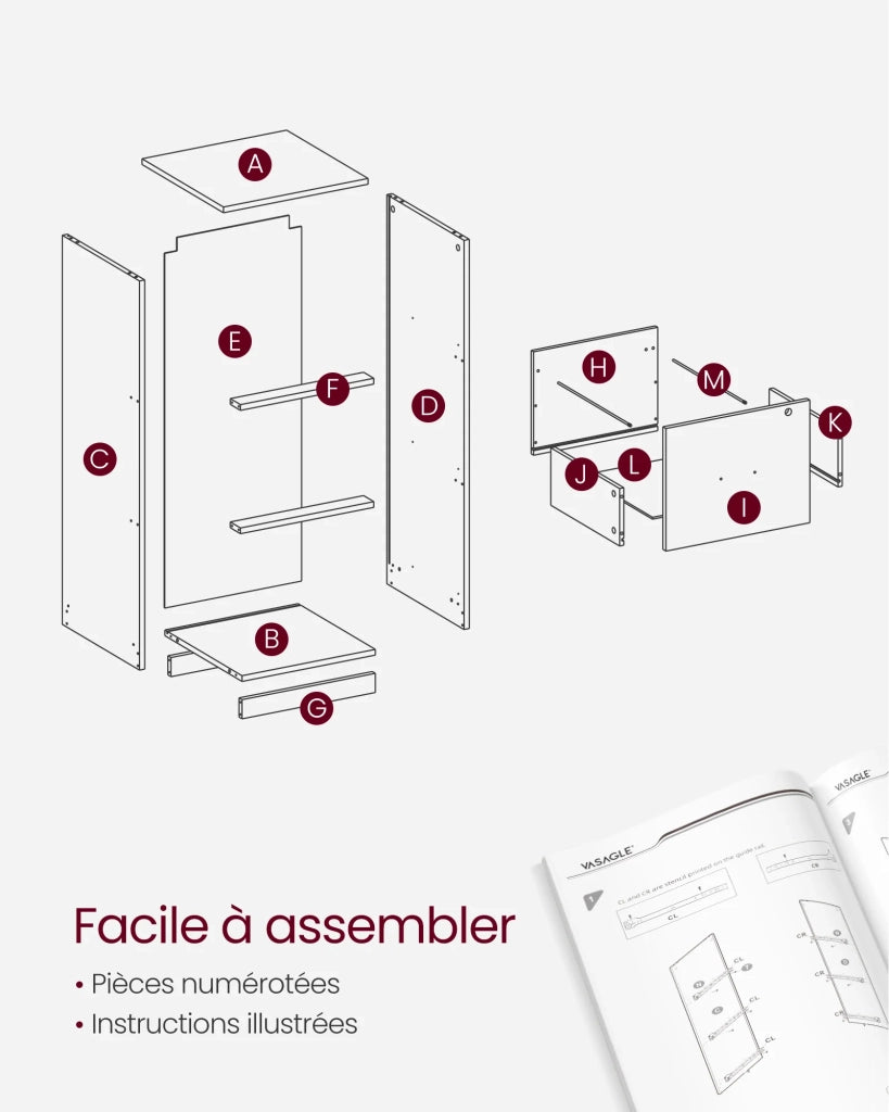 Mobiletto per ufficio a 3 cassetti unità di archiviazione documenti supporto per stampante 3 cassetti con serratura barra appendiabiti regolabile per cartelle A4 12_0004803