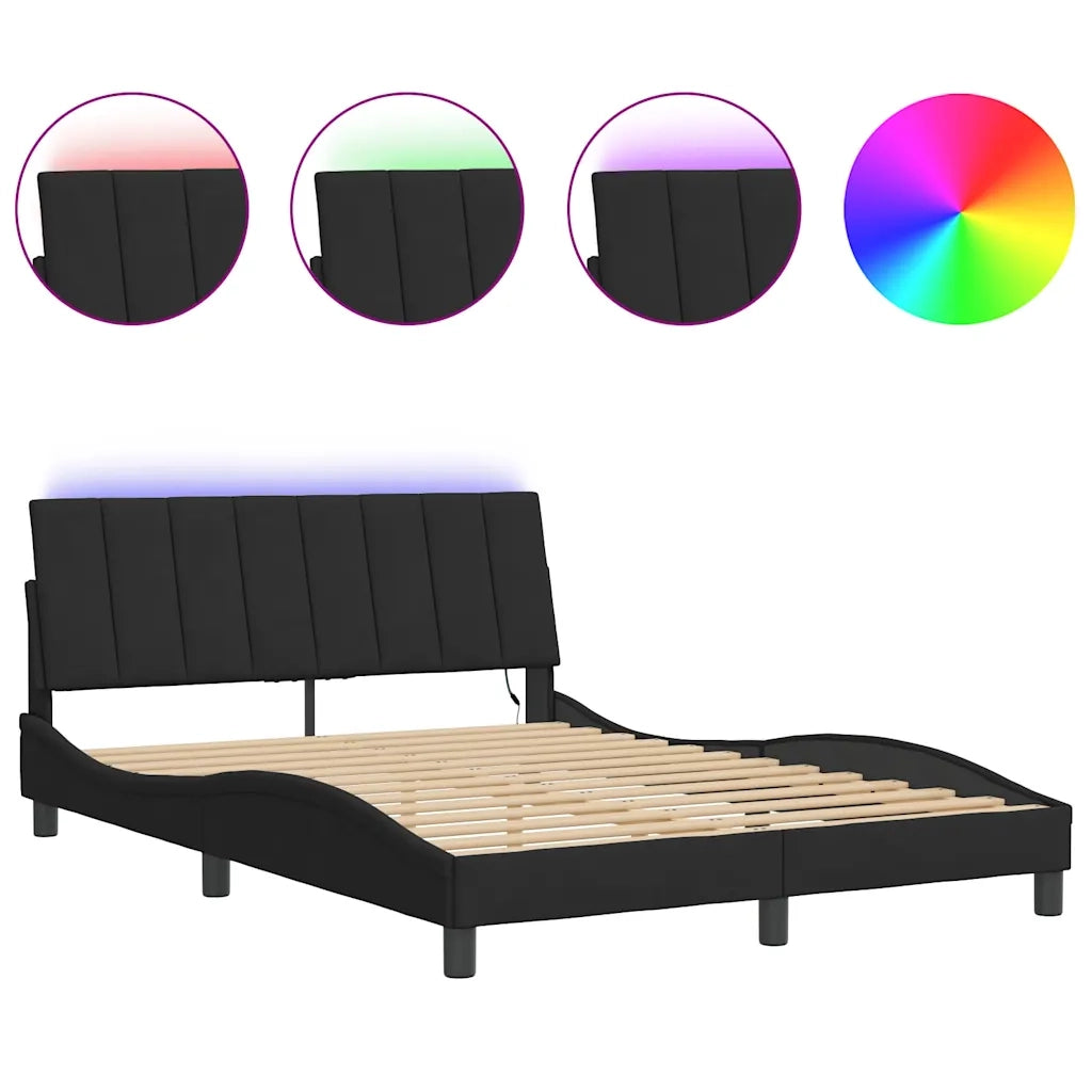 Giroletto con LED senza Materasso Hanko Nero 140x190 cm in Velluto