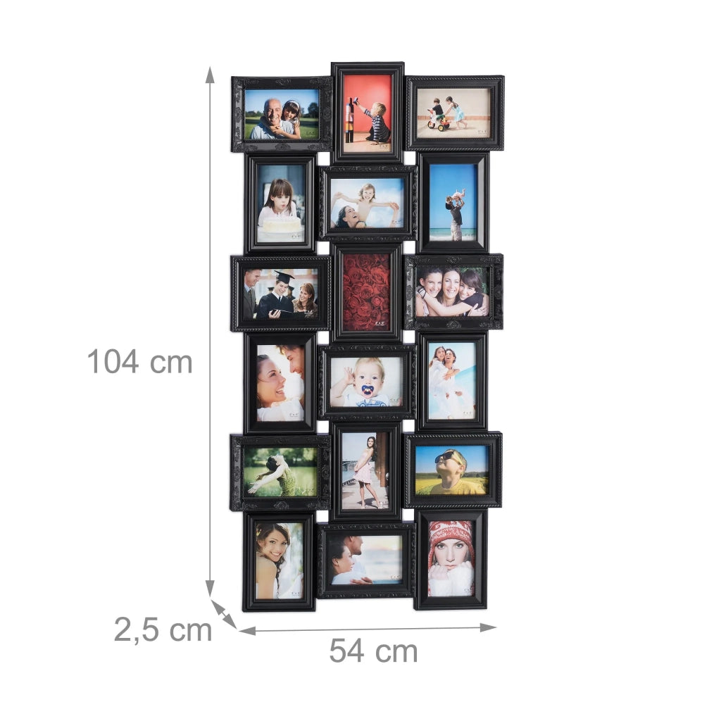 Portafoto multiplo design moderno per 18 foto 104 x 54 x 2,5 cm in plastica bianca 13_0006879