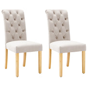 Set di 2 sedie da pranzo con schienale curvo e dettagli a bottoni in velluto beige