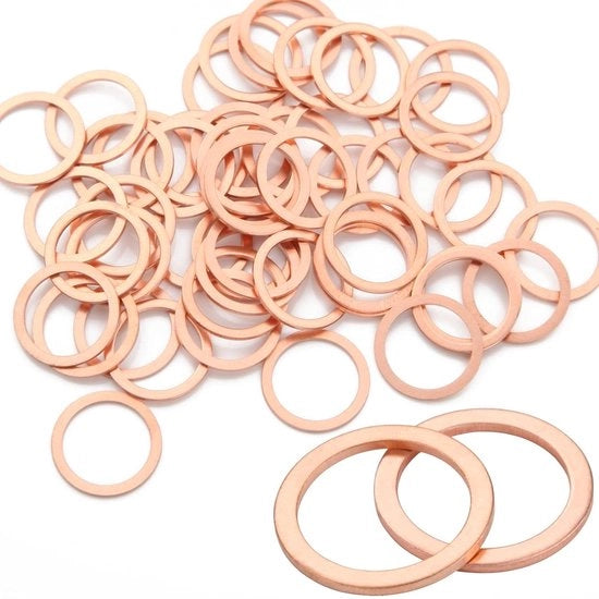 50 Pacchi di Guarnizioni di Sigillazione a Contatto M14 x 18 x 1 in Rame - Set di Guarnizioni di Sigillazione in Rame - Guarnizione per Viti, Auto, Navi, Generatori, Macchine