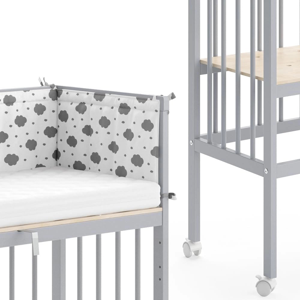 Letto matrimoniale Sophie, Grigio, 94 x 42.5 cm 1 binario laterale, regolabile in altezza con ruote per un facile posizionamento