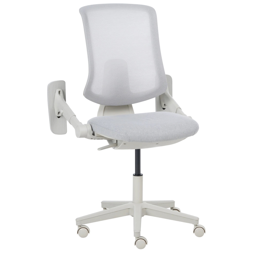 Sedia da ufficio in tessuto e rete bianco, schienale e braccioli regolabili, design moderno, per l'ufficio domestico