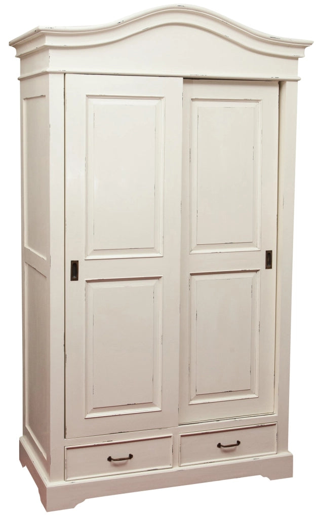 Biscottini Armadio in legno massello finitura bianca anticata L123xPR65xH211 cm Spazioso
