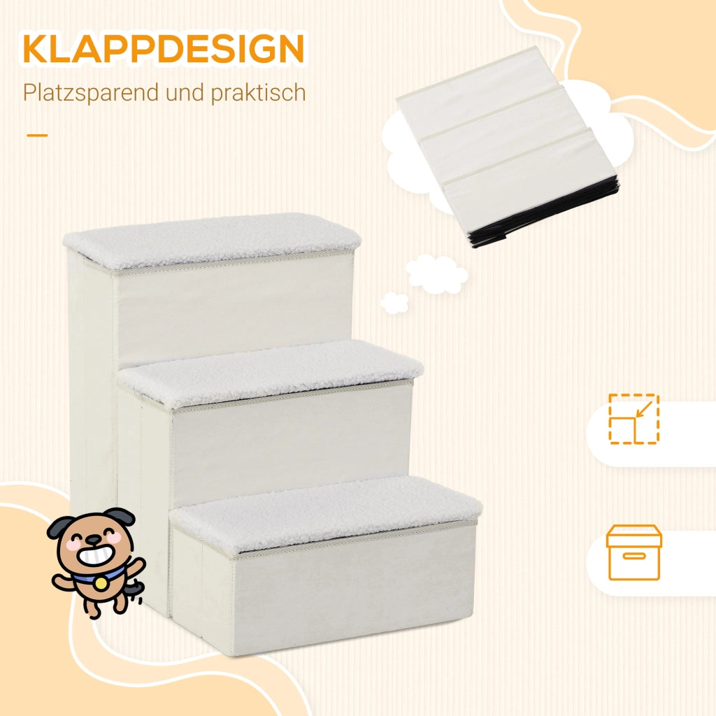 Scala per animali domestici 3 gradini 48 cm ¨C zephmum ¨C bianco pieghevole