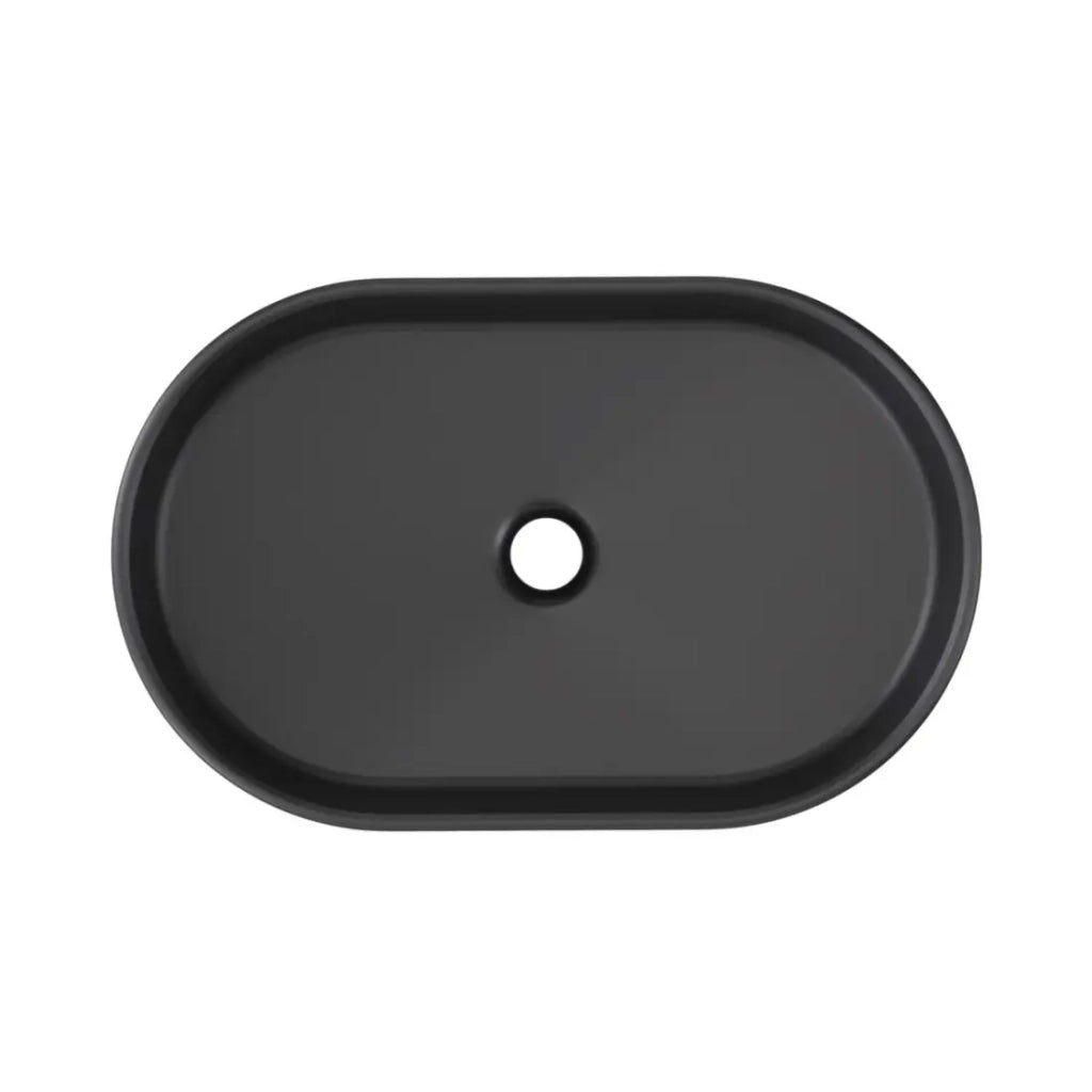 Lavabo da appoggio ovale 55x35 cm in ceramica nera opaca