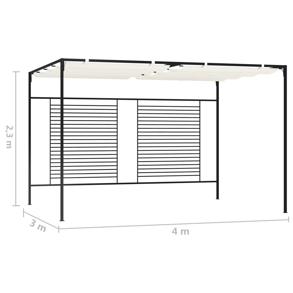 Gazebo con Tetto Retrattile 3x4x2,3 m Crema 180 g/m² 313623