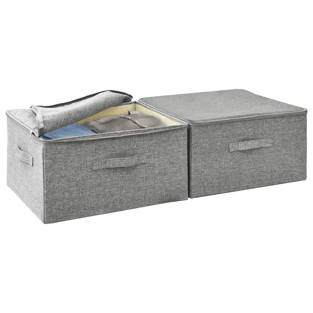 Scatole Portaoggetti 2pz in Tessuto 43x34x23 cm Grigio 332910