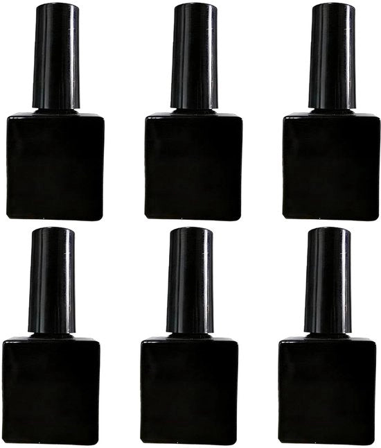 Set di contenitori per unghie 10 ml - 6 pezzi - flaconi di vetro trasparenti - contenitori con bocchetta - pennello antiscivolo - design senza residui - contenitori per unghie