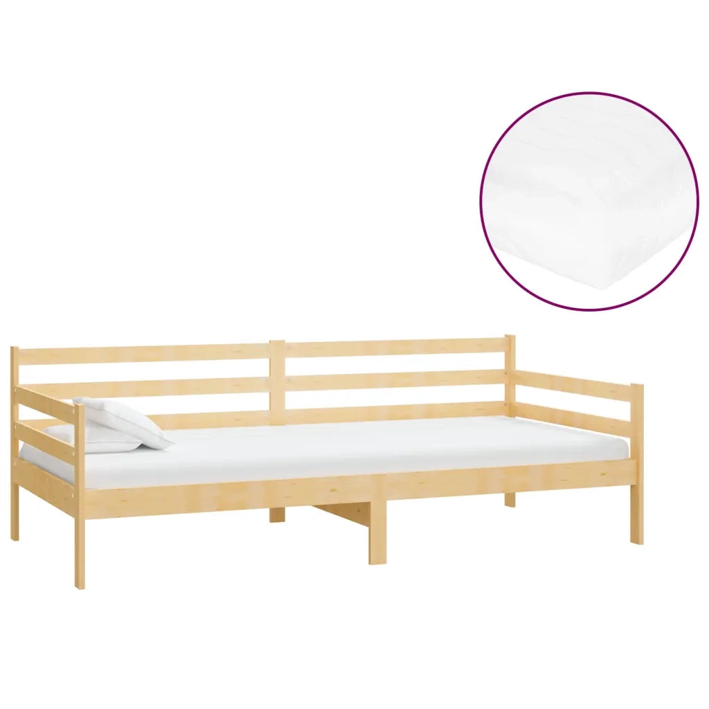 Divano Letto con Materasso 90x200 cm Legno Massello di Pino