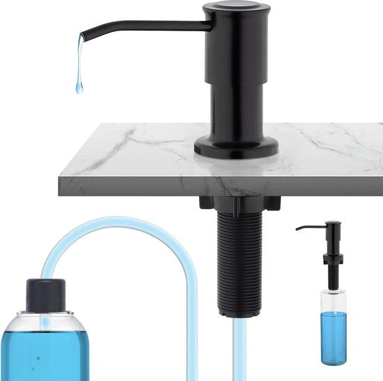 Dispensatore di sapone manuale automatico con flacone nero da 500 ml - kit di estensione di 100 cm in acciaio inossidabile