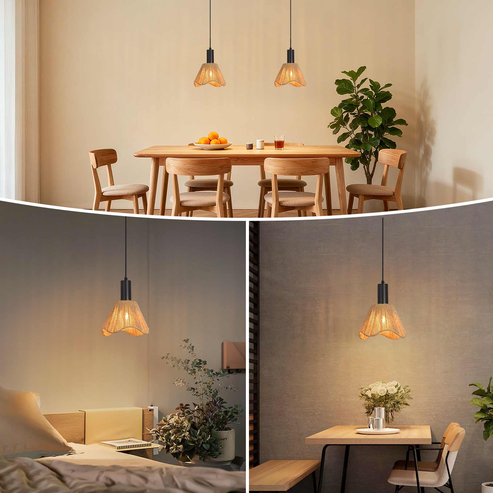 Lampada a sospensione ZMH E27 in stile vintage a 1 luce nera altezza regolabile