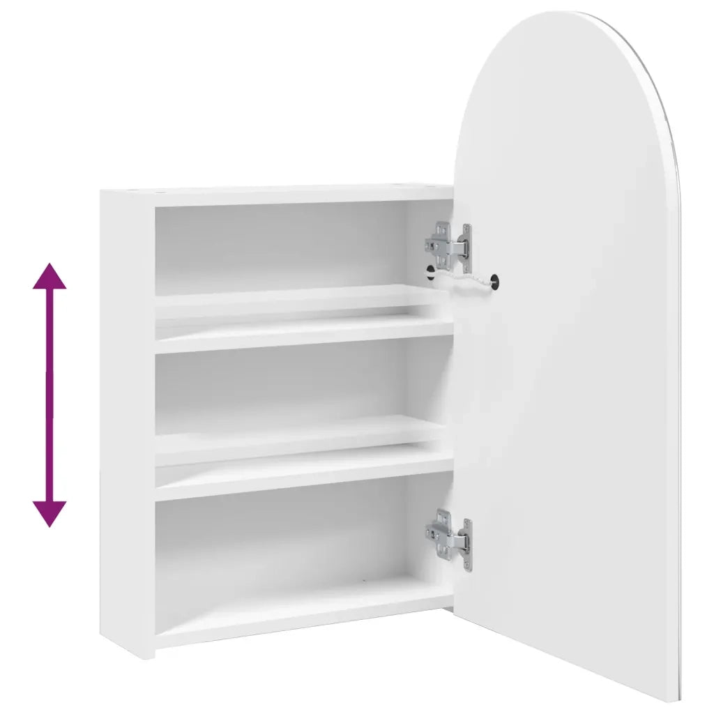 Armadietto Bagno con Specchio e LED ad Arco Bianco 42x13x70 cm