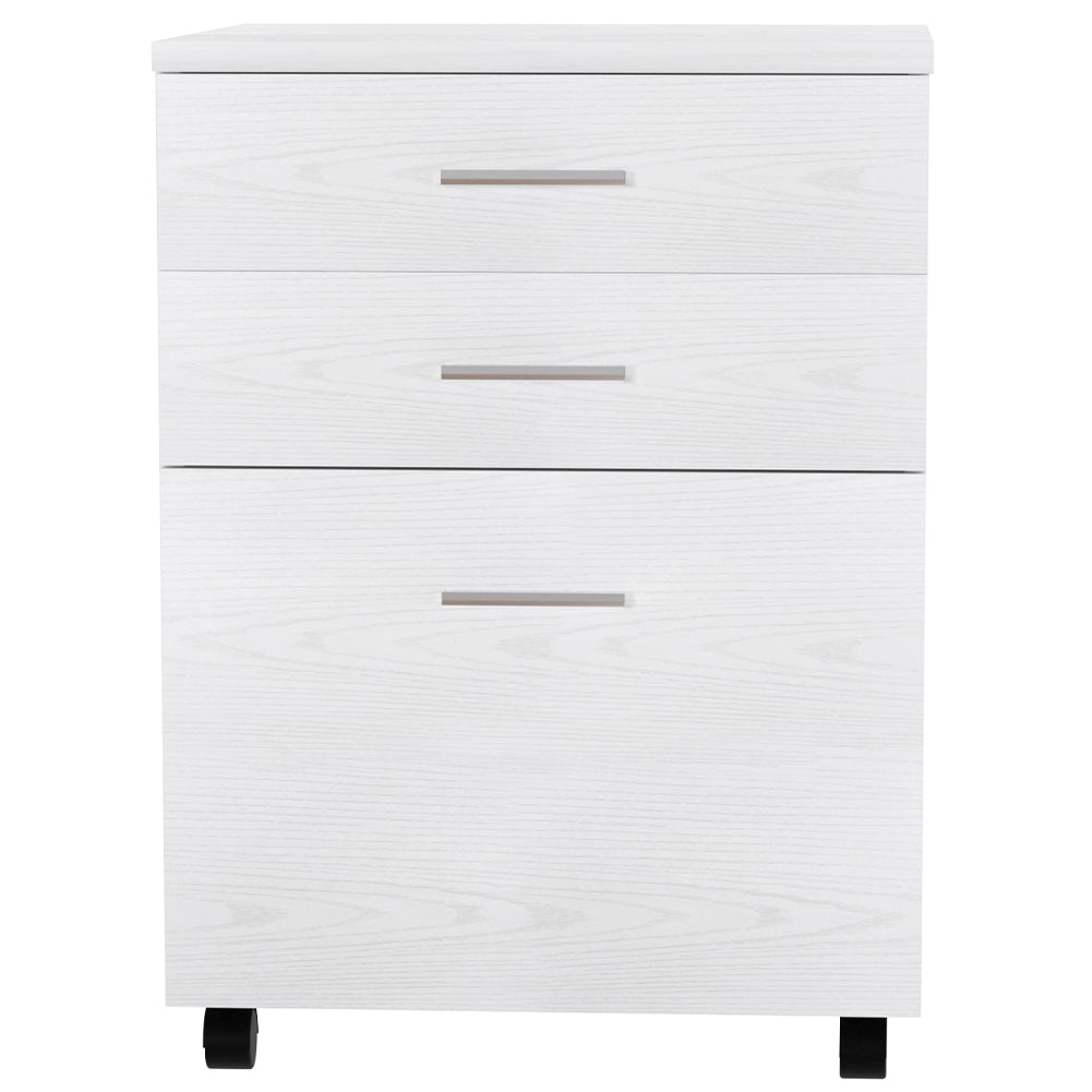 Cassettiera Scrivania Ufficio Mobiletto Stampante 3 Cassetti Bianco Frassinato