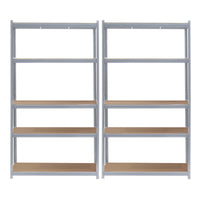 Set 2x Scaffali zincati a incastro per carichi pesanti 100x50x200cm 5 ripiani 200kg/piano