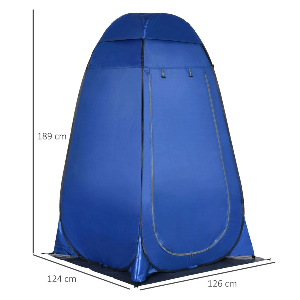 Tenda da Doccia Pop Up Impermeabile 126x124x189 cm con Porta a Cerniera Blu Scuro