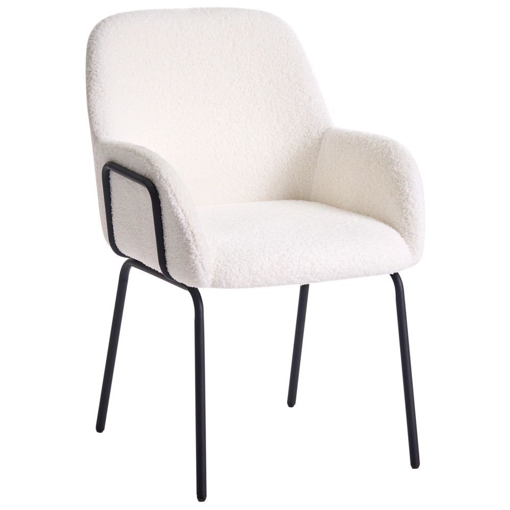 Poltrona tessuto bouclè bianco sporco imbottita Design stile retrò
