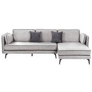 Divano 3 posti angolare regolabile lato sinistro in velluto grigio stile moderno design classico