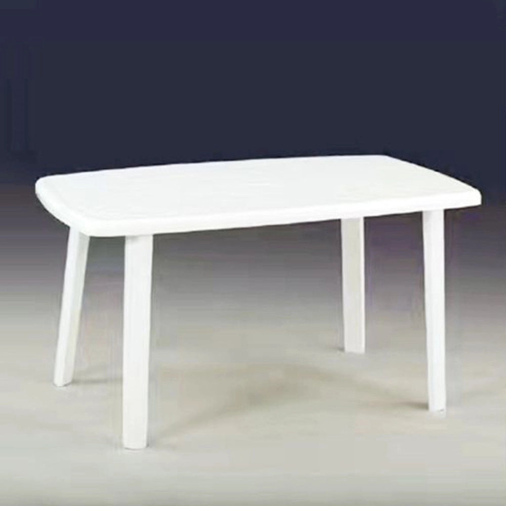 Trade Shop - Tavolo Esterno Bianco 140x90cm Plastica Resistente Per Patio Giardino Terrazza 002398 -
