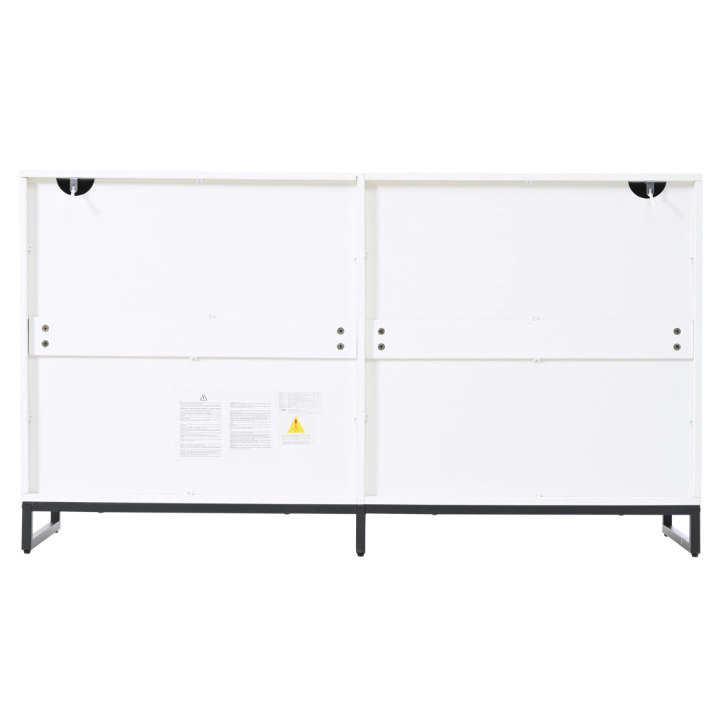 Credenza da soggiorno 140x39;5x78;5 cm con 6 cassetti; finitura lucida; truciolare e metallo; bianco e nero