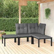 Set Salotto da Giardino 4 pz Nero e Grigio in Polyrattancod mxl 100684