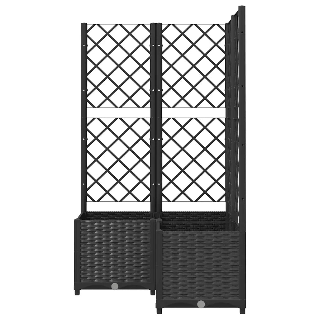 Fioriera | Cassetta per fiori | Vaso da Giardino con Graticcio Nero 80x80x136 cm in PP