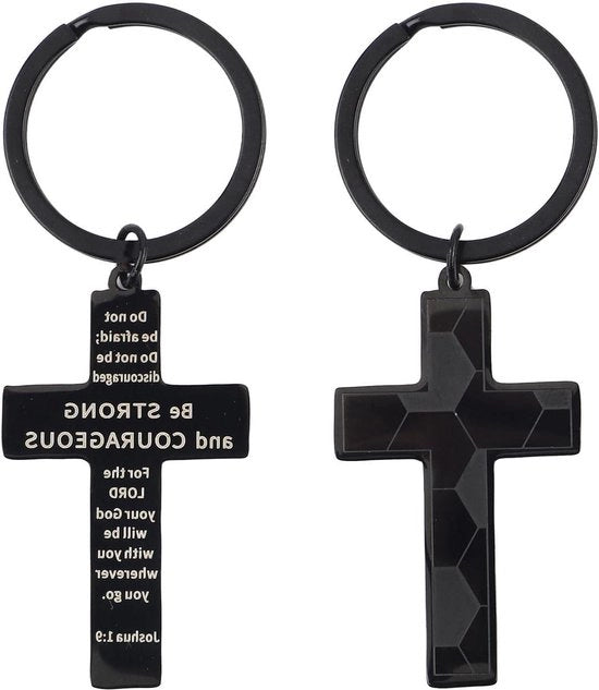 Sostegno per le chiavi con immagini di calcio e versetti biblici, Acciaio Inossidabile, Regali ispiratori religiosi - Adatto per uomini e donne - Regalo di San Valentino - 2 pezzi