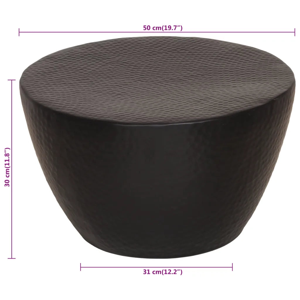 Tavolino da Salotto in Alluminio Martellato Ø 50x30 cm Nero 359611