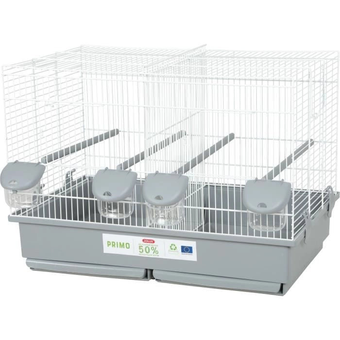 Gabbia per l'allevamento di uccelli Zolux Primo Cati - Per canarini mandarini - 57 x 34,5 x 41 cm - Bianco e grigio