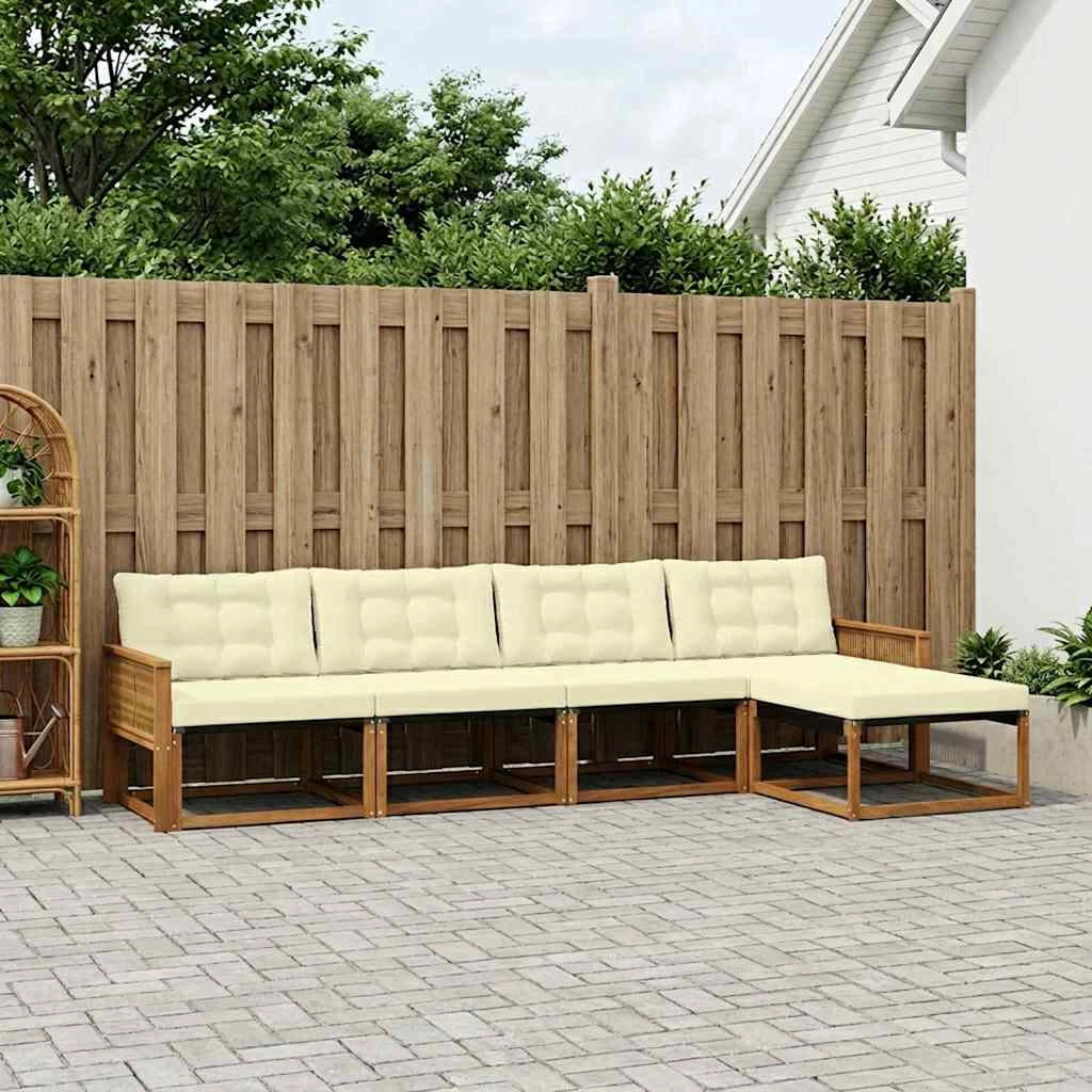 Set di divani da esterno 5 pz Naturale e Crema 3381362