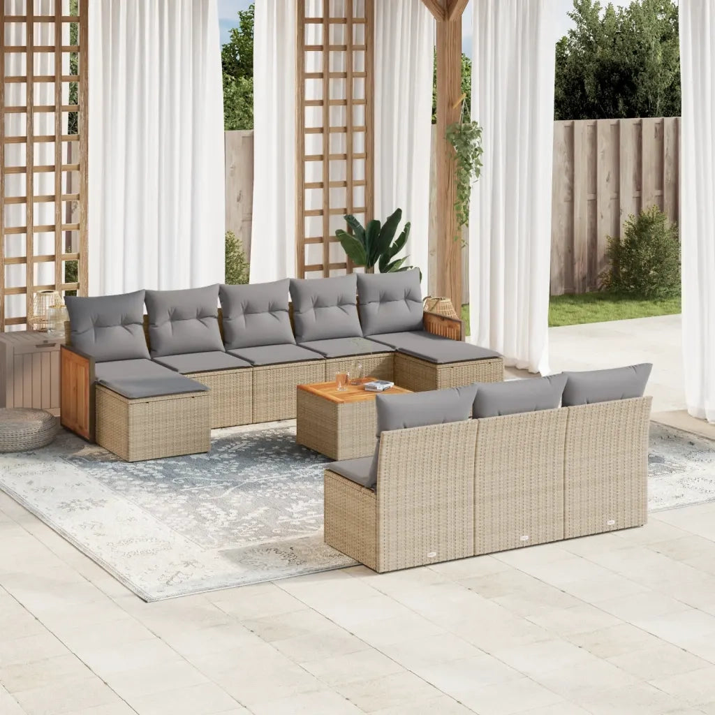 Set Divani da Giardino 11 pz con Cuscini Beige in Polyrattancod mxl 92683