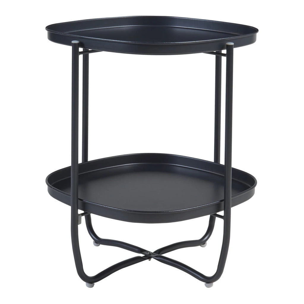 Tavolino da caffè consolle laterale con vassoi estraibili acciaio 58 x 46 x 46 cm nero 03_0010770
