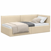 Letto singolo | Letto per adulti | Cornice del letto ad angolo Crema 100 x 200 cm Tessuto
