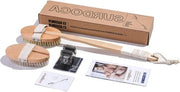 Droge lichaamsborstel in legno naturale con lungo manico e 2 setole intercambiabili - esfoliante per uomini e donne