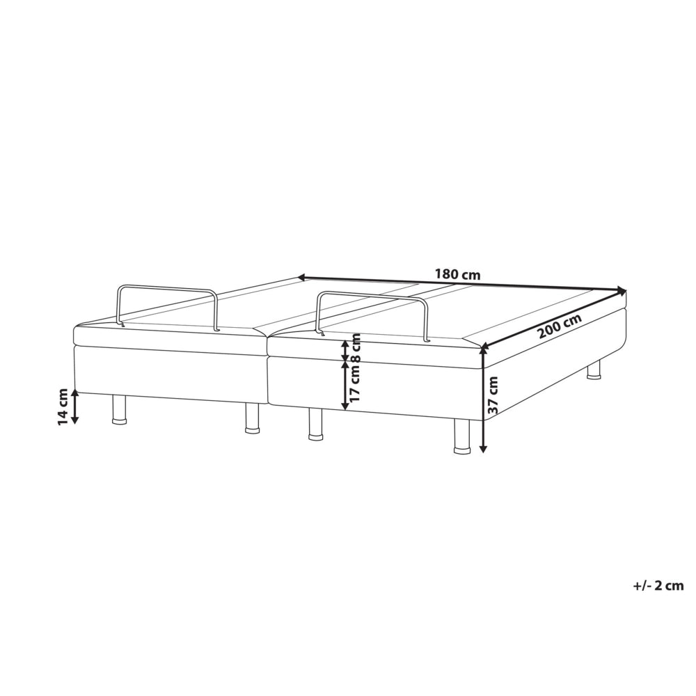 Letto matrimoniale regolabile elettronicamente con telecomando senza testata in poliestere grigio scuro 180 x 200 cm stile moderno
