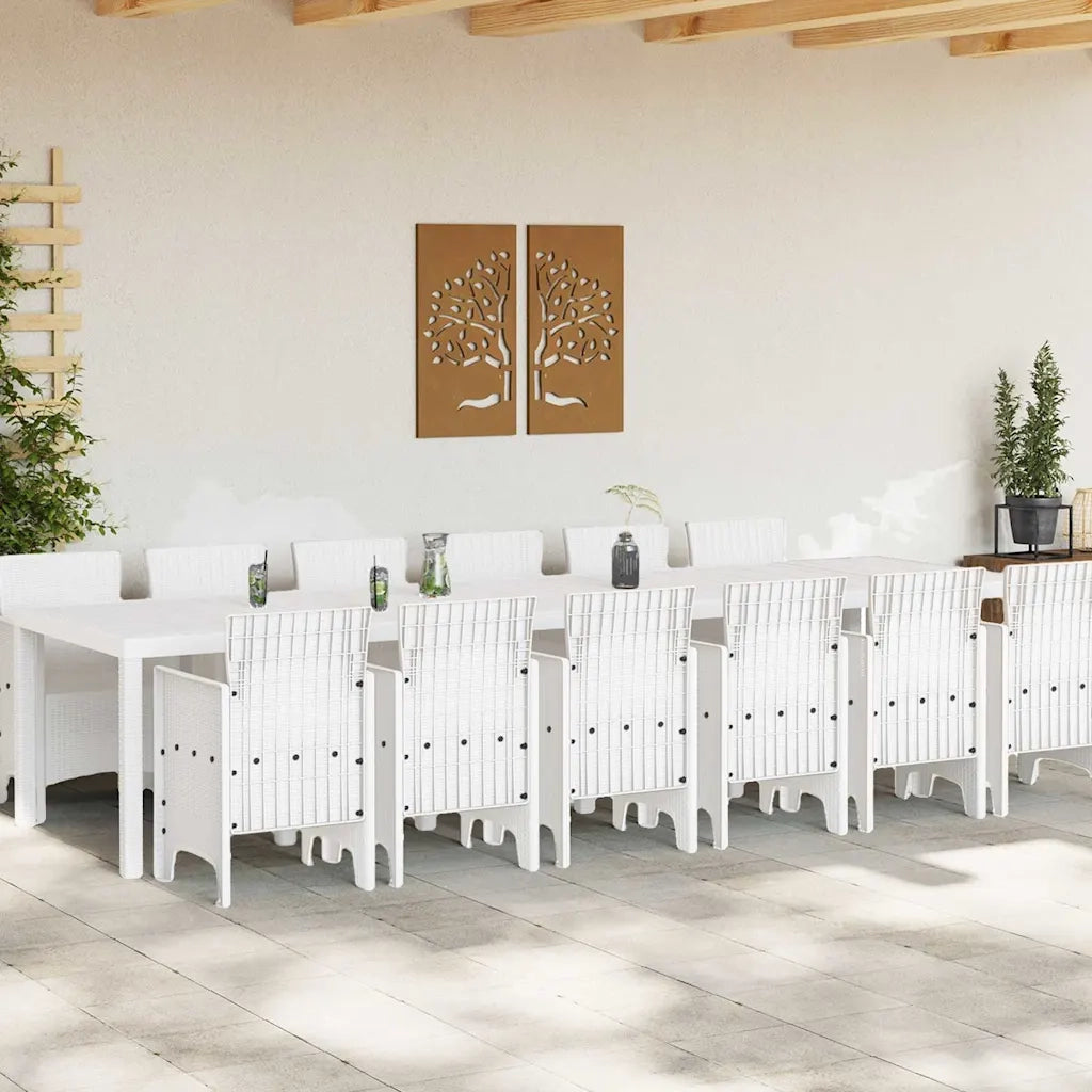 Set da Pranzo per Giardino 13 pcs Bianco Rattan Polt 3378782