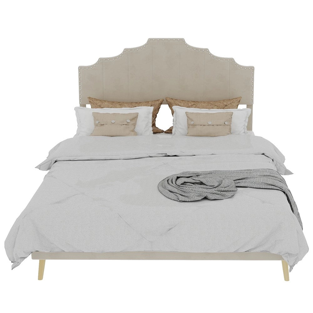 Letto Contenitore Imbottito ¨C MINIMAL ¨C Velluto Beige 160x200