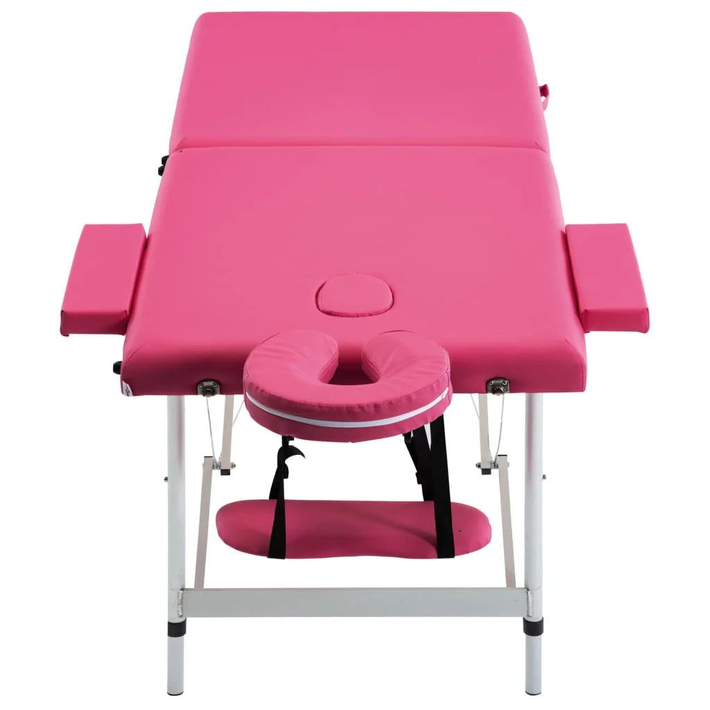 Lettino da massaggio pieghevole a 2 sezioni acciaio inox rosa 02_0001809