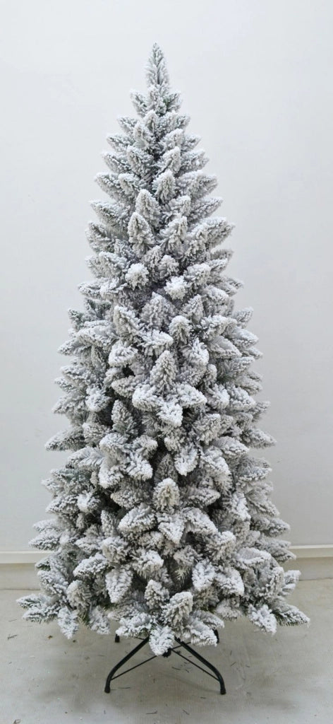 Albero di natale innevato monterey slim h.210 apertura ad ombrello in pvc