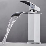 Fonte a Pulsante - Rubinetto a Cascata in Acciaio Inossidabile con Maniglione di Regolazione della Temperatura, Regolabile, Design Moderno e Quadrato con Finestra Chromata.