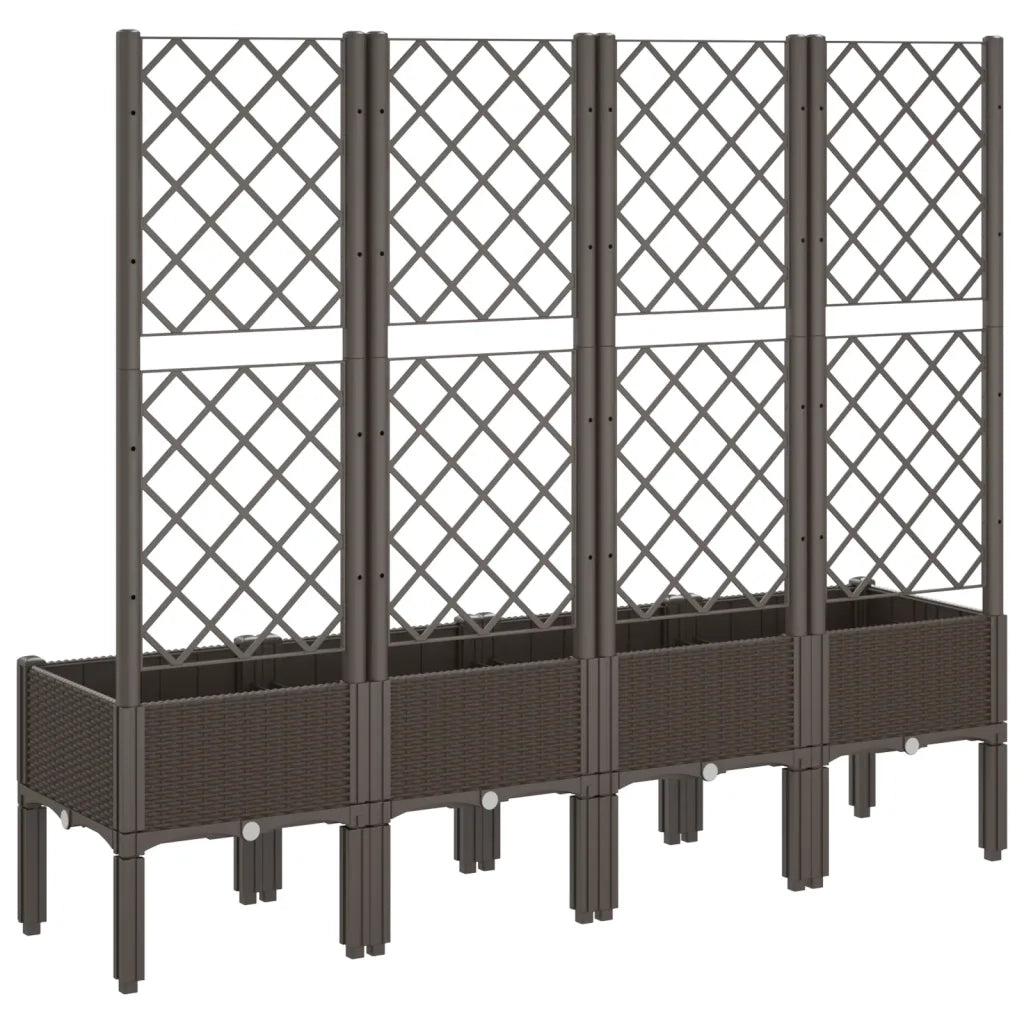 Fioriera da Giardino con Traliccio Marrone 160x40x142 cm in PP 367935