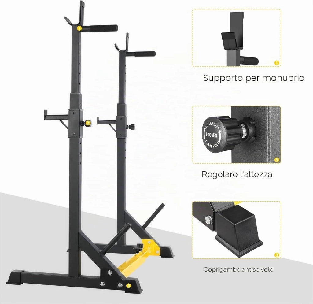 Rack da Squat, Supporto Bilanciere Regolabile, Stand per Sollevamento Pesi Multifunzione per casa, palestra Max 250 KG