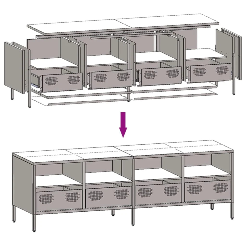 Mobile TV multimediale mensola TV credenza TV per sala da pranzo soggiorno camera da letto 135 x 39 x 43,5 cm acciaio laminato a freddo antracite 02_0026392