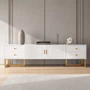Mobile porta TV con 4 cassetti 2 ante testurizzate vano centrale cerniere ammortizzate MDF bianco 175 × 30 × 46 cm
