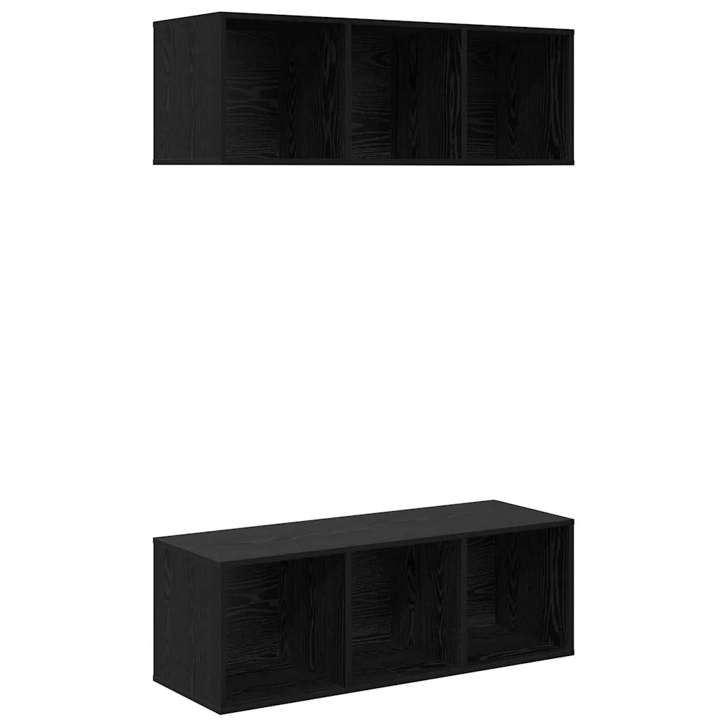 Set mobile TV 2 pz Rovere Nero Legno ingegnerizzato 3393574