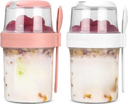 Bicchieri da colazione e insalata per esterni con cucchiaio multifunzione per viaggio - e design ermetico (310 ml + 560 ml)